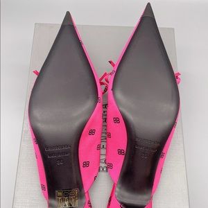 Balenciaga satin kitten heel Knife Mule BB Allover Logo